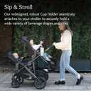 UPPAbaby Cup Holder for Vista, Cruz, Minu Strollers - Quick, Intuitive Attachment + Removal - Securely Holds Various Size Beverages - BPA Free + Dishwasher Safe - Folds Attached