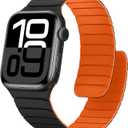 Magnetic Silicone Bands Compatible with Apple Watch 42mm(Series 11/10) 41mm 40mm 38mm, Soft Sport Wristband for Men Women Compatible with iWatch SE Series 11 10 9 8 7 6 5 4 3, Black-Orange