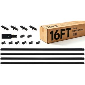 Hiiglxii 8FT H Track Lighting Rails Kit with Connectors, Black