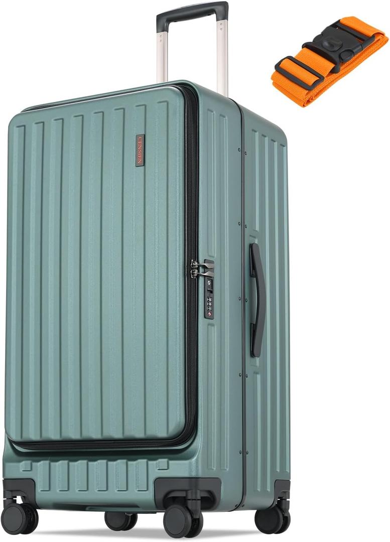 CENSIEN Checked Luggage, Large Suitcase 29 Inch Trunk Luggage with Spinner Wheels, Lightweight ABS+PC Hard Shell with Aluminum Frame, Top Opening, TSA Lock (Green, 1PC), 1-Piece