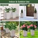 Neoaider Set of 2 Tall Planter, 21 inch Large Plastic Planter with Drain Hole & Saucers, Large Outdoor Planters for Porch, Garden, Patio, Balcony(Light Gray)