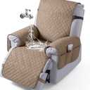 VANSOFY 100% Waterproof Recliner Chair Cover, Recliner Cover with Non-Slip Granule, Washable Reclining Chair with Pocket Furniture Protector for Kids, Pets(Light Brown, 20")
