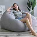Lazy Bean Bag Sofa Chair Cover, Stuffed Animal Bean Bag Storage, Soft Washable Sturdy Zipper Beanbag Case, Sofa Lazy Sack, Super soft Lazy Lounger Tatami for balcony bedroom living room,Gray,L (Grey)