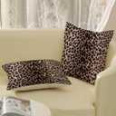 Leopard Pillow Covers 18x18 Inch Set of 2 Cheetah Brown Throw Pillows Skin Animal Print Pillow Cases Modern Decorative Pillows Outdoor Farmhouse Soft Cotton Cushion Case Decor for Couch Sofa