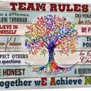 Inspirational Office Wall Art: Team Rules & Motivation Quotes - Framed Painting 24x16in (24L" x 16W", #02)