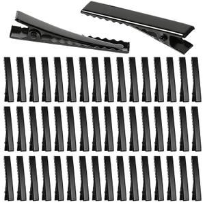 50 Pcs Black Alligator Hair Clips 1-3/4 Inch (45 mm) Flat Metal Single Prong Clips for Hair Styling Curling Coloring Accessories, DIY Arts & Crafts Projects