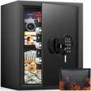 17.55'' Tall Fireproof Safe Box, 3.2 Cuft Home Safe with Keys & Pass Code & Wall Mount Kits, Money Safe with Smart Alert System, Removable Shelf, Mute Function and Fireproof Waterproof Bag