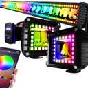 52" RGB LED Light Bar 2Pcs 4" Flood LED Pods with Multi-Color Chasing RGB Halo 16 Solid Colors Over 92 Flashing Modes Offroad Lights Driving Lamp Fog Lights with Switch Wiring Harness