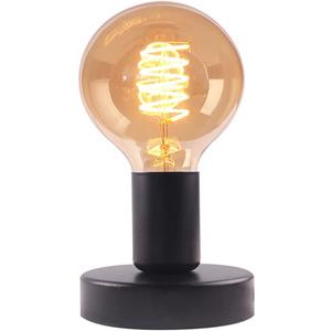 Industrial Table Lamp Base,Small Polished Metal Desktop Light Sockets Base Only,Vintage E26/E27 Edison Screw Light Bulb Holder Base,with 6ft Cord Switch Plug Bulb Base HolderBlack