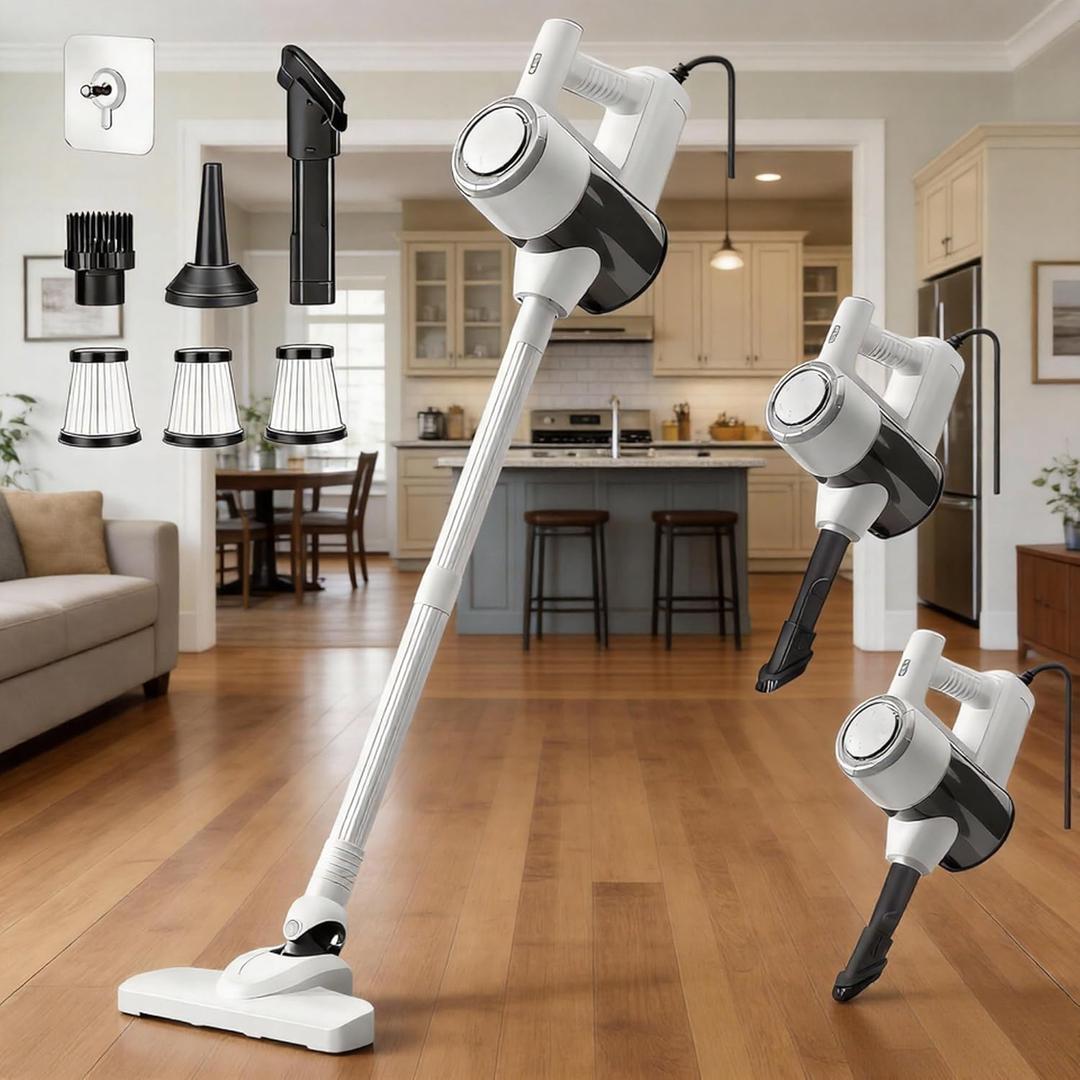 Corded Stick Vacuum Cleaner, Hardwood Floor Vacuum, 600W Powerful Hard Floor Vacuum Cleaners Powerful Upright Corded Vacuum Cleaner Suitable for Hair, Pet Hair, Wood Floors, Tile Floors Dorm