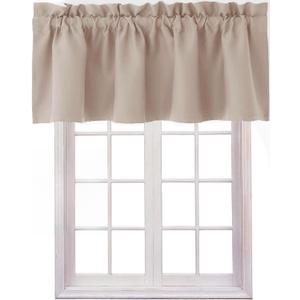 Hiasan Valance Curtains for Kitchen Blackout Thermal Insulated Solid Window Curtain Valance, Camel, 52 x 18 Inches, 1 Panel