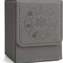 MTG Deck Box with 50 Pcs Card Sleeve, 110+ Card Storage Leather Deck Box for Magic Commander, Collectible Trading Card Cases for Trading Card Games (Grey)