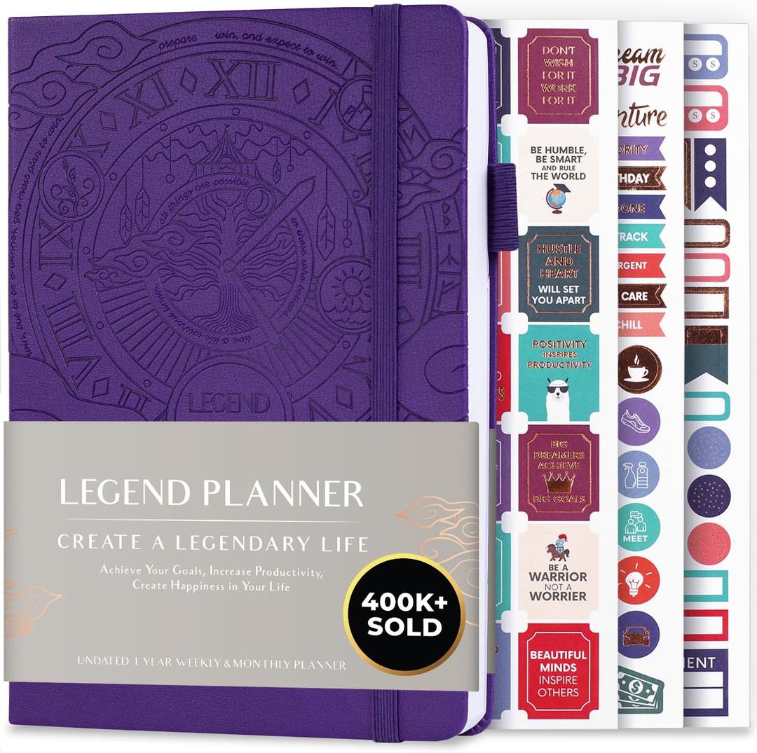 Legend Planner  Weekly & Monthly Life Planner to Hit Your Goals & Live Happier. Organizer Notebook & Productivity Journal. A5 (Purple) (A5 (5.5'' x 8.3''))