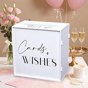 SOFARKKT White Wedding Card Box with Slot, Elegant Wedding Card Boxes for Reception Money Envelope Cash Cards, Cards & Wishes Wedding Gift Box for Engagement Anniversary Bridal Shower Table Decor