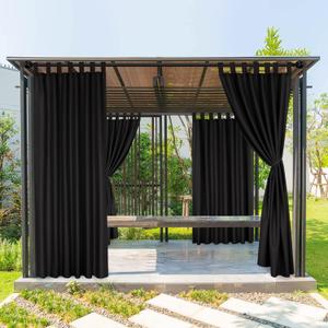 BONZER Outdoor Curtains for Patio Waterproof, Tab Top Weatherproof Outside Curtains for Porch, Pergola, Gazebo, Cabana, Pavilion, 1 Panel, 52x84 Inch, Black (52"W x 84"L (Pack of 1)) BONZER Outdoor Curtains for Patio Waterproof, Tab Top Weatherproof Outside Curtains for Porch, Pergola, Gazebo, Cabana, Pavilion, 1 Panel, 52x84 Inch, Black (52"W x 84"L (Pack of 1))