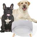 Raised Dog Feeder Bowl Stand - Elevated Dining Table for Medium and Large Dogs - Fits Food and Water Dish up to 8" Diameter - Grey (Bowl Not Included)