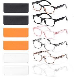 6 Pack Reading Glasses for Women Men Blue Light Blocking Spring Hinge Computer Readers, Anti Eyestrain/Glare (6 Mixed C4)