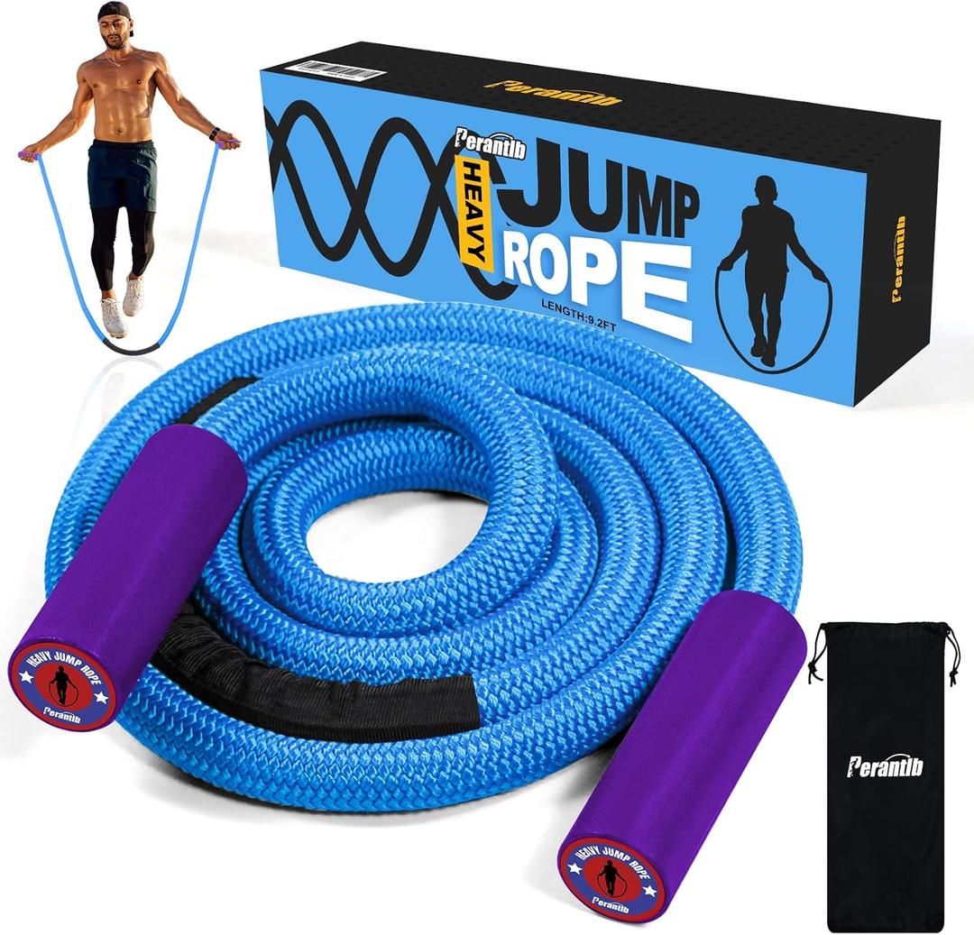 Weighted Jump Ropes with 360 Degree Rotation Handle.1 Inch 2.7LB/3LB Heavy Jump Rope for Men and Women,Jump Ropes for Fitness (Blue)
