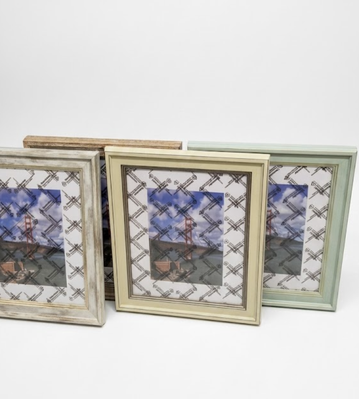 Vintage Picture Frame, Wood Leaves Colorful, 10 x 12 inches