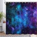 Galaxy Starry Sky Shower Curtain for Bathroom Fantasy Outer Space Universe Nebula Planet Home Decorations Sets with 12 Hooks Waterproof Polyester 72" x 72"