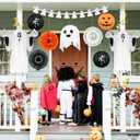 KatchOn, Hanging Ghosts Halloween Decor - Pack of 10 | Xtralarge Indoor Halloween Hanging Decorations, Ghost Garland Decorations, Paper Lanterns, Hanging Paper Fans | Spooky Hanging Decorations (White and Orange)