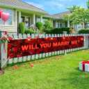 Will You Marry Me Banner 118 x 20 Inch Proposal Theme Wall Backdrop for Home Party Porch Fence Event Romantic Celebration Decor Indoor Outdoor Background Holiday Event Banner