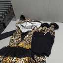 Lingway Toys Cheetah Costume for Girl's Halloween, Girl's Leopard Costume Dress with Tights, Glovelettes, Tail, S4-6