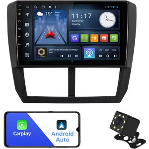 Android 10 Double Din Car Stereo for Subaru Forester 2008-2012 Impreza 2008-2011 with 9 Inch Touchscreen Radio Built-in Wireless Carplay/Android Auto/GPS/Bluetooth/FM/AUX-in/Steering Wheel Control