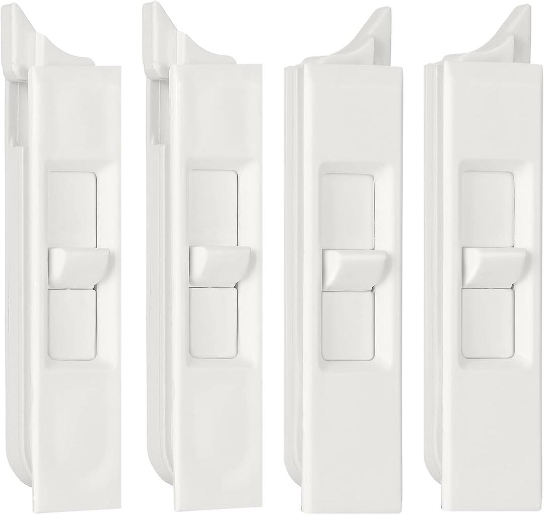 Jetec 4 Pieces Tilt Latch Pairs White Plastic Construction Snap-in Latch Pairs Spring Loaded Sliding Window Tilt Latch for Home Window Accessories