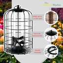 Nature's Rhythm Outdoor Hanging Bird Feeder Cage PC Tube Squirrel Proof Wild Bird Feeder with Large Metal Seed Guard Deterrent (PC Tube Bird Feeder)