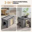 Cat Litter Box Enclosure Furniture, Hidden Litter Box with Cat Bed, Waterproof Odor Control Litter Box Cover, Dog Proof Foldable Storage Bench, Easy Assembly (Grey, Large (30" x 17.7"x 17.7"))