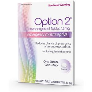 Option 2 Emergency Contraceptive, 1.5 mg Levonorgestrel Tablet, Morning After Pill for Women, Compare to Plan B One-Step, 1 Count