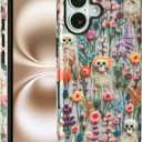 Halloween Cases for iPhone 17, Cute Kawaii Aesthetic Trendy Skeleton Floral Phone Cover Protective Shockproof Phone Case Skull