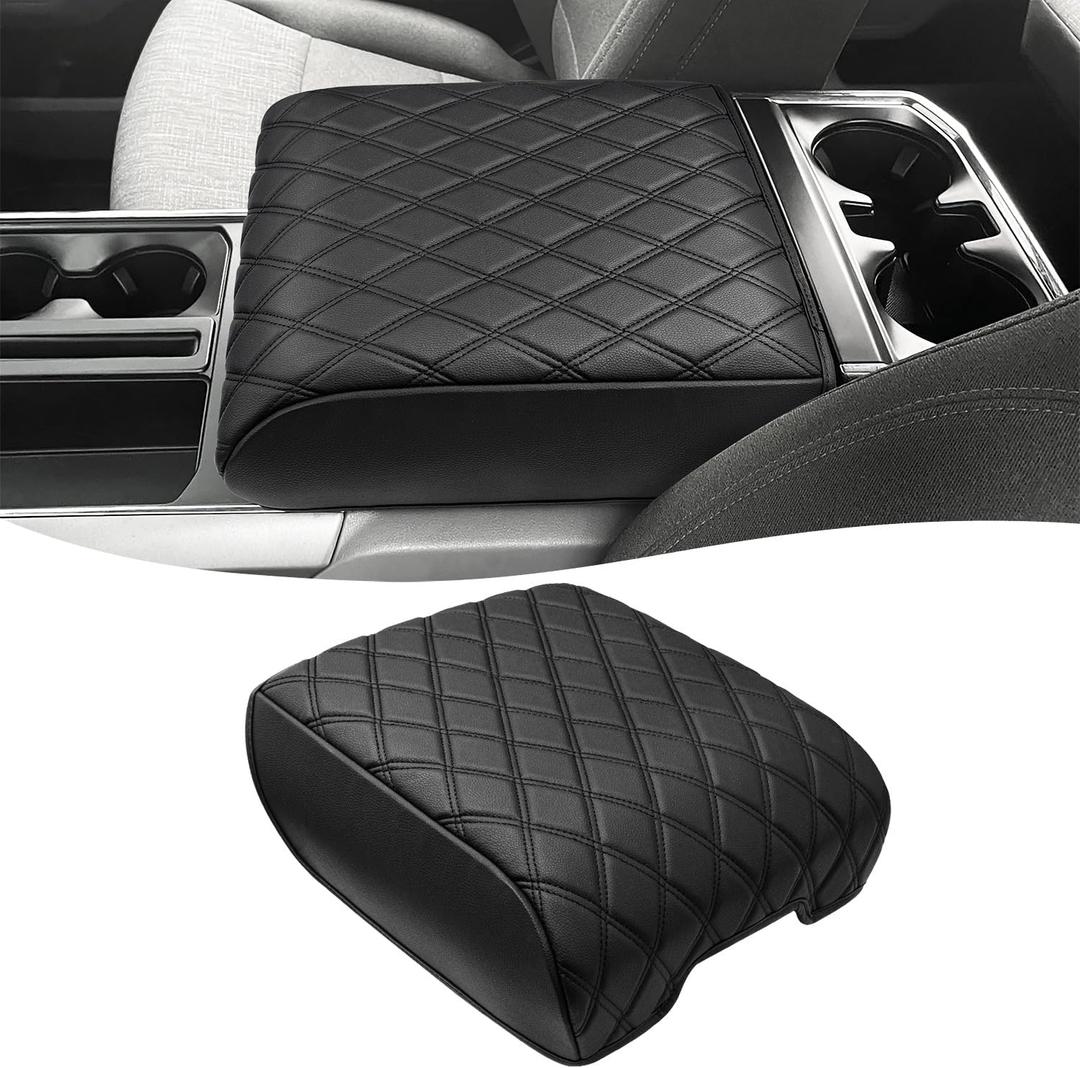 KBH Center Console Armrest Cover for 2021-2026 Ford F150, Middle Console Lid Protector, Arm Rest Box Cushion, Anti-Scratch, Black, Fits Bucket Seat, Console Only
