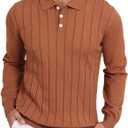 Lexiart Men's Knit Sweater Long Sleeve Textured Warm Casual (Brown, XXL)