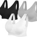 Womens Sports Bras, Yoga Comfort Seamless Stretchy Sports Bra for Women 3 Pack, Small
