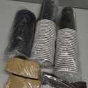 Lamosi 16 oz Coffee Cups 50 Pack, Disposable Coffee To Go Cups with Lids, Stir Sticks and Sleeves, 16 oz Black Hot Paper Cup for Home, Travel, Office