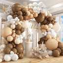412Pcs Netural Balloon Garland Arch Kit, 5 10 12 18inch Brown Balloon Garland Arch Kit for Birthday Teddy Bear Baby Shower Neutral Party Decoration