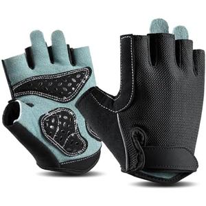 Braventure Bike Gloves for Women Cycling: Light Weight Half-Finger Cycling Gloves with Anti-Slip Shock-Absorbing Pad, Large