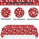 Christmas Tablecloths for Rectangle Table, 87x51'' Santa Claus Snowman Reindeer Snowflake Xmas Plastic Disposable Table Cover for Christmas Party Winter Events Decorations, Red, 12 Pack