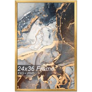 Fxojyvo 24x36 Picture Frame Gold Engineered Wood Wall Hanging