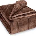 Wemore Sherpa Fleece Weighted Blanket for Adult 15 lbs Twin 48"x72" Brown