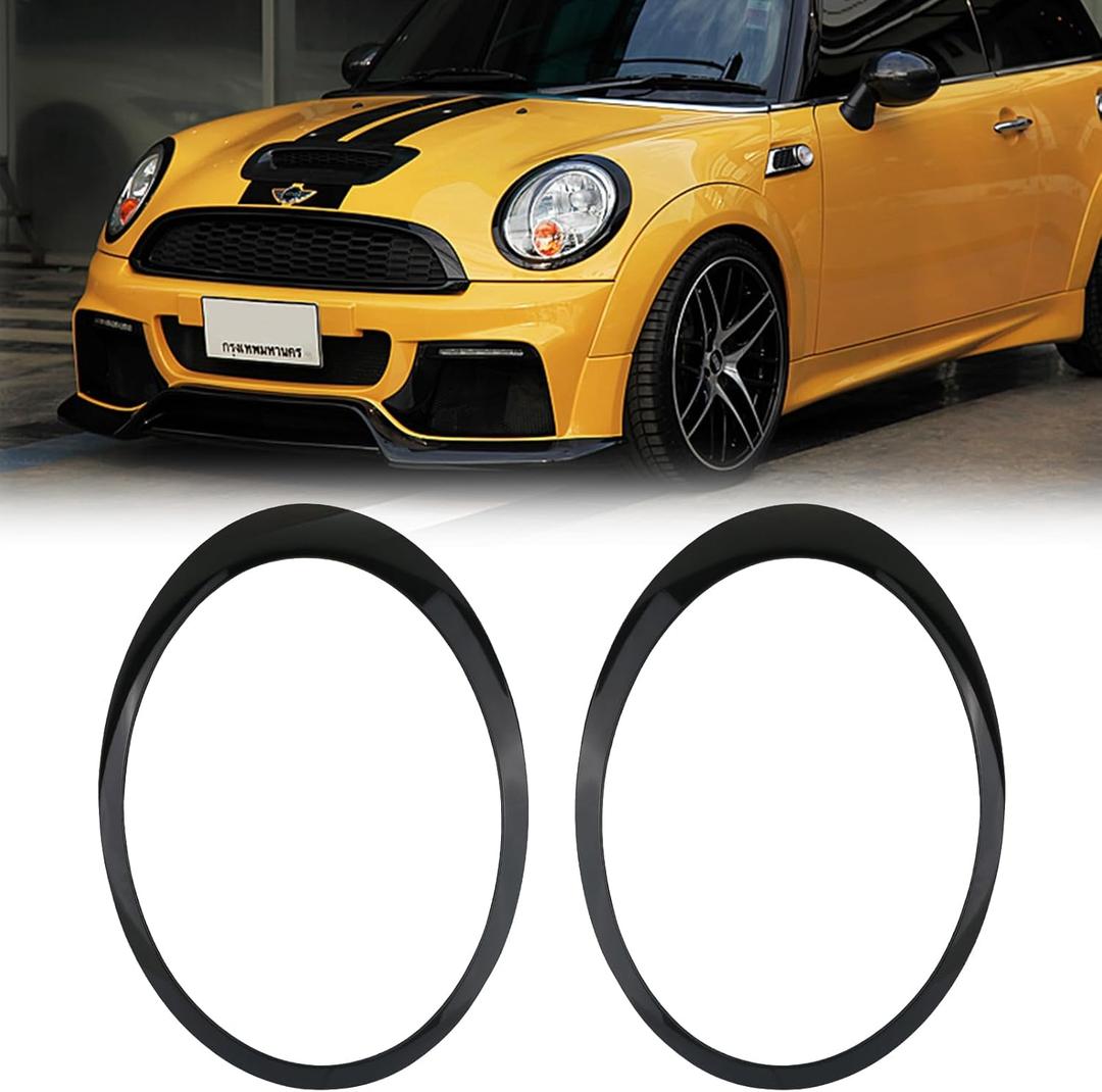 Headlight Trim Ring Headlamp Bezel Compatible with 2007-2015 Mini Cooper Gen2 R55 R56 R57 R58 R59 Replaces 51137149905 51137149906 Black Pair Driver Passenger Side