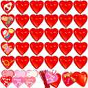 30 Pack Valentine Hearts Plastic Filled Candy Box with Cards Wires Sets,2.6 Inch Red Heart Shaped Fillable Hanging Ornament Container for Valentine Party Favor,Birthday,Wedding Supplies (Red)