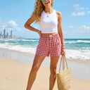 HONGTEYA Boxer Shorts for Women Casual Summer Pajama Shorts Women Gingham Plaid Shorts Y2k Beach Bottoms (M)