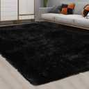 12x10 Fluffy Area Rugs Extra Large Plush and Thick Faux Fur Shag Rug for Living Room Non-Slip Non-Shedding Accent Rug Carpet for Bedroom, Fuzzy Shaggy Rugs for Kids Nursery Dorm, Black