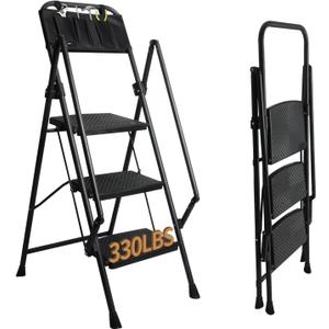 LEADALLWAY 3 Step Ladder with Handrails 330lbs Capacity