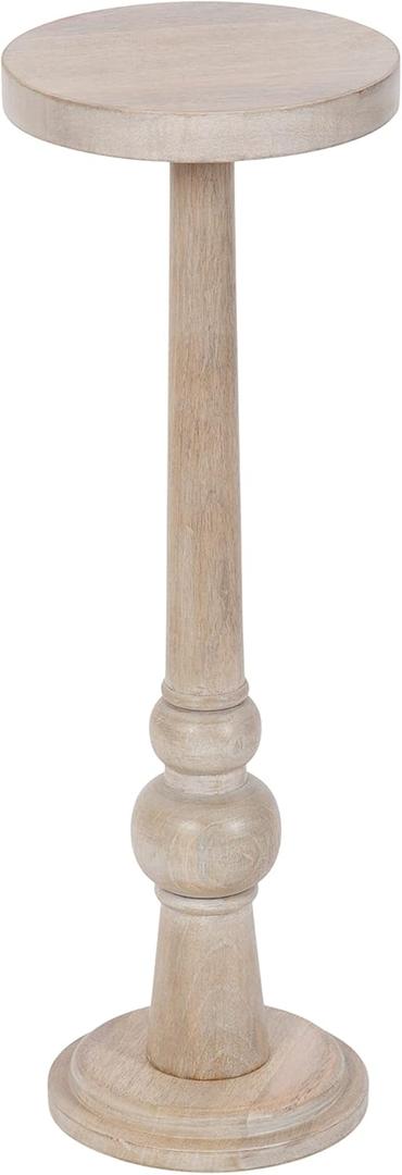 Kate and Laurel Wegner Coastal Wooden Round Drink Table, 8 x 23, Whitewash, Elegant and Durable Pedestal Table for Use as Small Drink Table, Plant Stand, or Decorative Item Display (8x8x23)