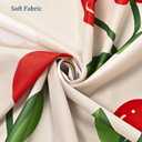 Anybar Fabric Shower Curtain Cute Floral Cherry Curtains Waterproof Soft Polyester Bathroom Curtain- Decor Washable Privacy Cloth Extra Long Shower Curtain for Bathroom (72x84inch) Beige