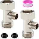 2 Pcs Bidet T Adapter, 7/8"x7/8"x3/8" Toilet Faucet Splitter, 3 Way T Valve Connector Universal Metal T-Adapter for Shower Toilet Bidet Attachment, Valve Hose Fitting Replacement Parts Accessories